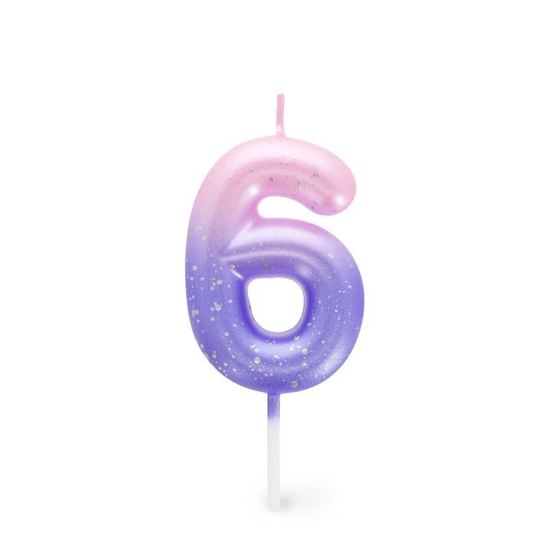 CANDELA PER TORTA - HAPPY BIRTHDAY CANDLE 6 PINK