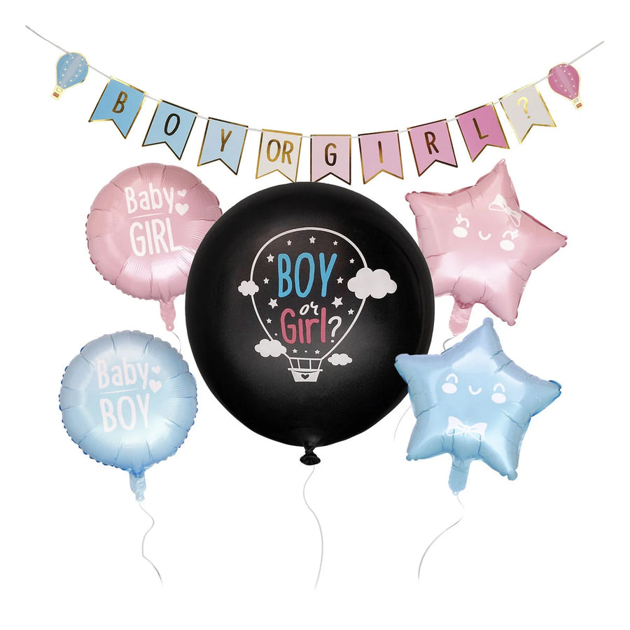 kit festa di gender reveal - pink or blue, we love you
