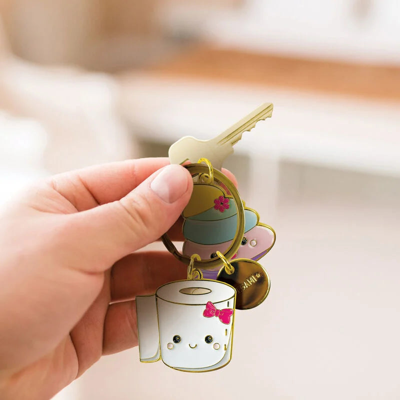 portachiavi metallo smaltato set da due - what a key ring! poo