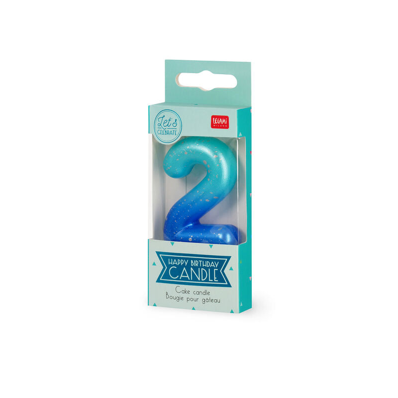 CANDELA PER TORTA - HAPPY BIRTHDAY CANDLE 2 BLUE