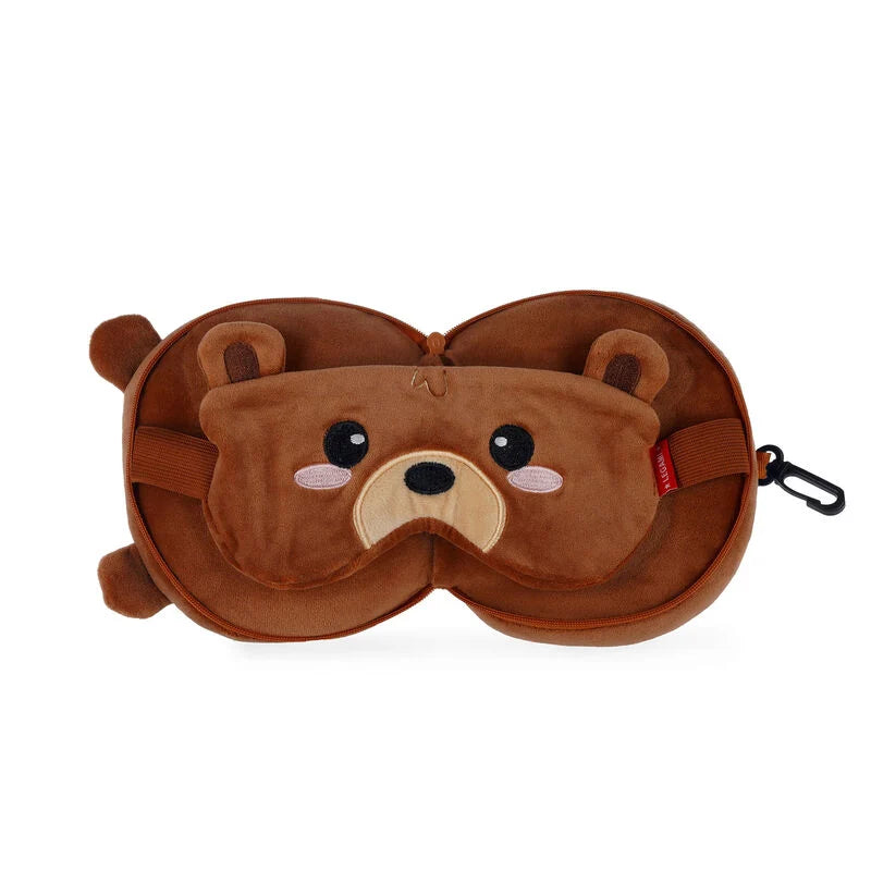 cuscino da viaggio con mascherina da notte - my travel buddy teddy bear