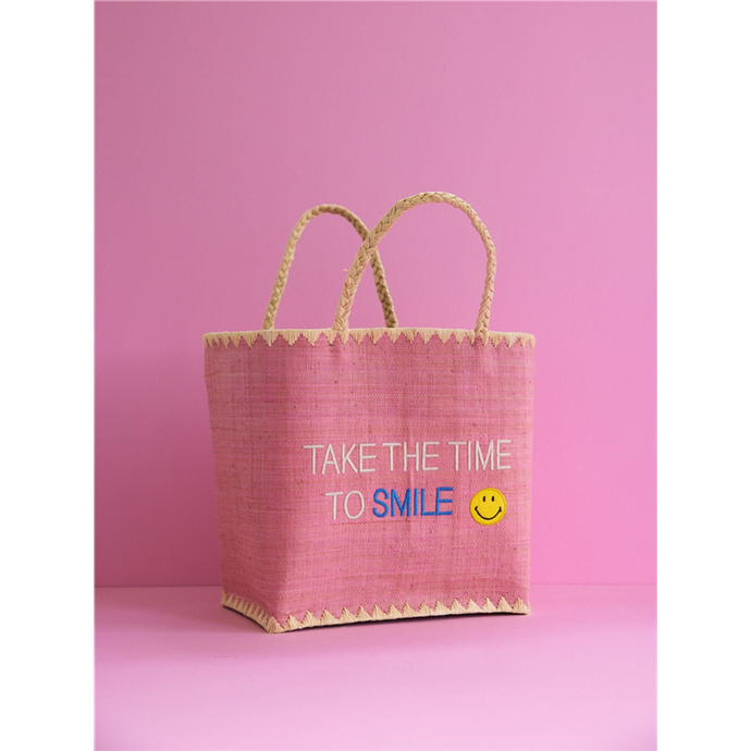 RAFFIA BAG PINK WITH 