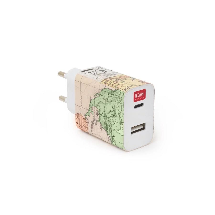 caricabatterie da muro - plug & charge - usb + usb-c travel