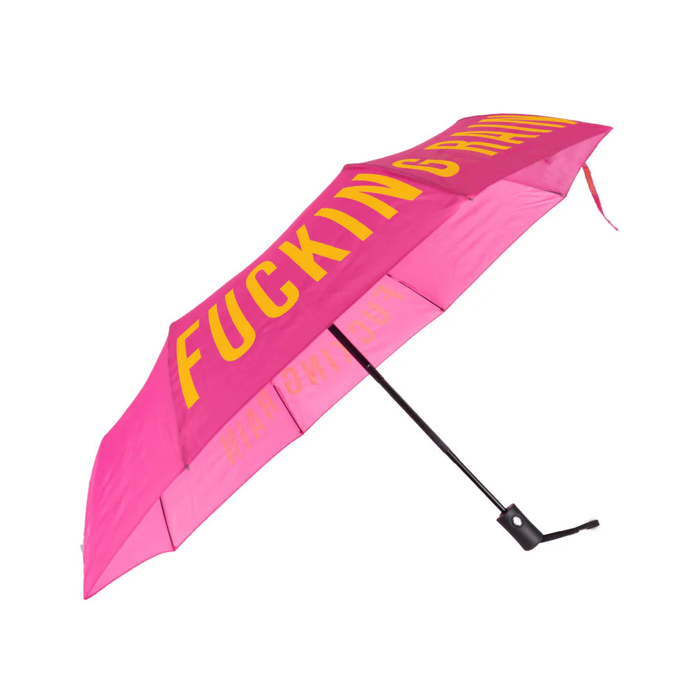 OMBRELLO PIEGHEVOLE "FUCKING RAIN" FUCSIA