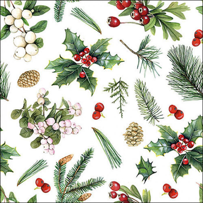 TOVAGLIOLI CARTA NATALE WINTER GREENERY WHITE