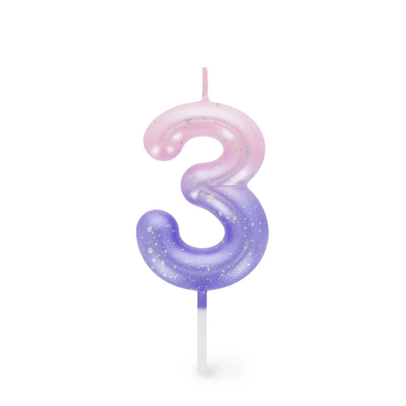CANDELA PER TORTA - HAPPY BIRTHDAY CANDLE 3 PINK