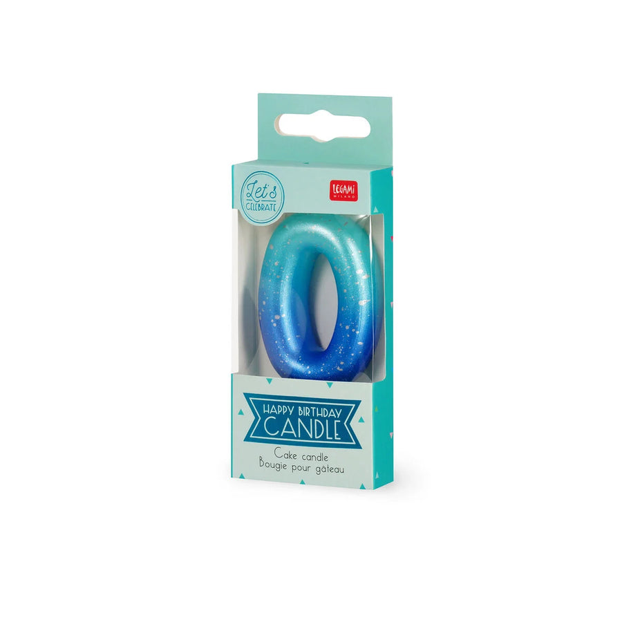 CANDELA PER TORTA - HAPPY BIRTHDAY CANDLE 0 BLUE