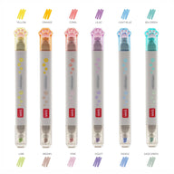 SET 6 EVIDENZIATORI PASTELLO DOPPIA PUNTA MEOW GATTO