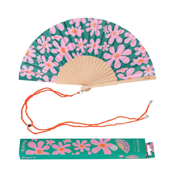 VENTAGLIO FIORI ROSA E VERDE