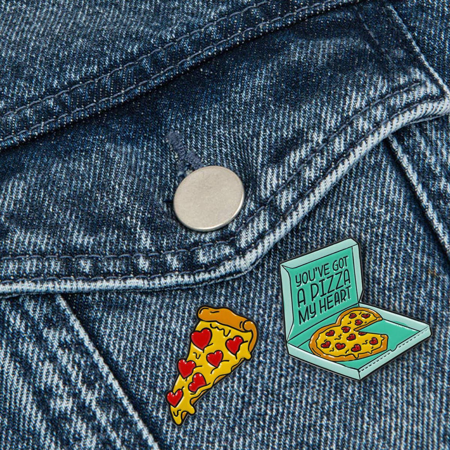 set di 2 spille in metallo smaltato - pin your style! pizza