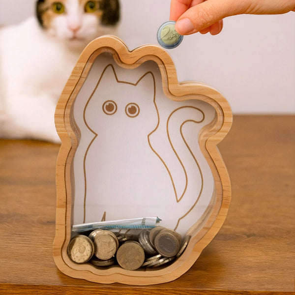 SALVADANAIO IN LEGNO GATTO