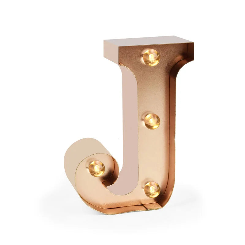 mini lettera decorativa con luce - J