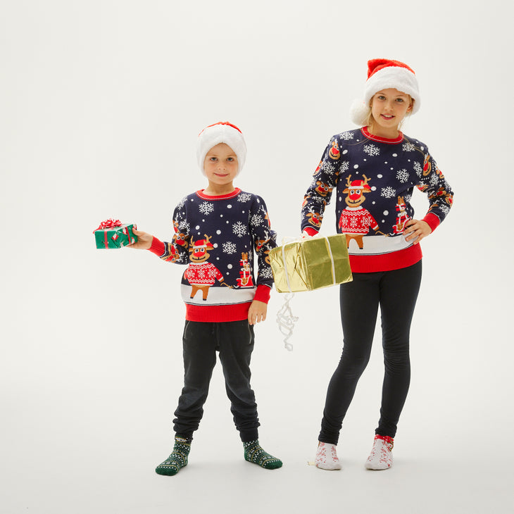 KIDS CHRISTMAS JUMPER THE BRINGING XMAS GIFTS - MAGLIONE NATALE