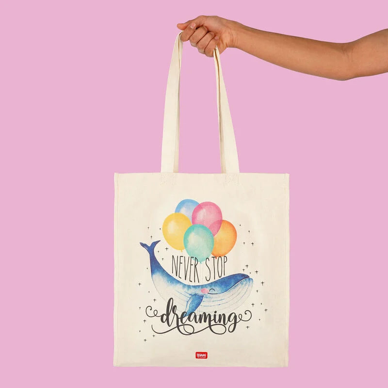 borsa in cotone - tote bag whale
