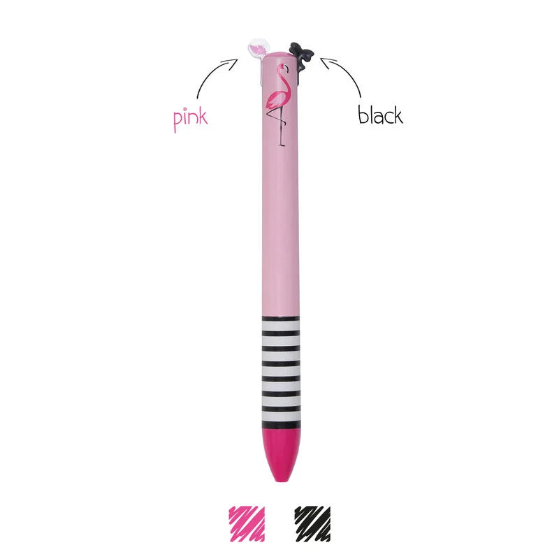 PENNA A SFERA A DUE COLORI - CLICK & CLACK FENICOTTERO