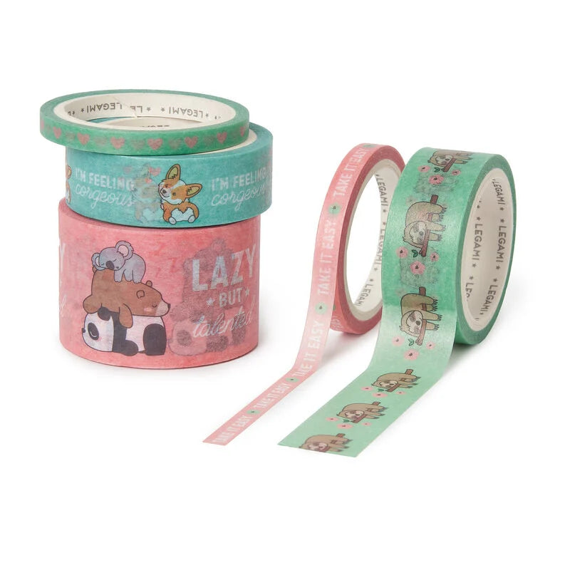 SET DI 5 NASTRI ADESIVI DI CARTA TAPE BY TAPE CUTE ANIMALS