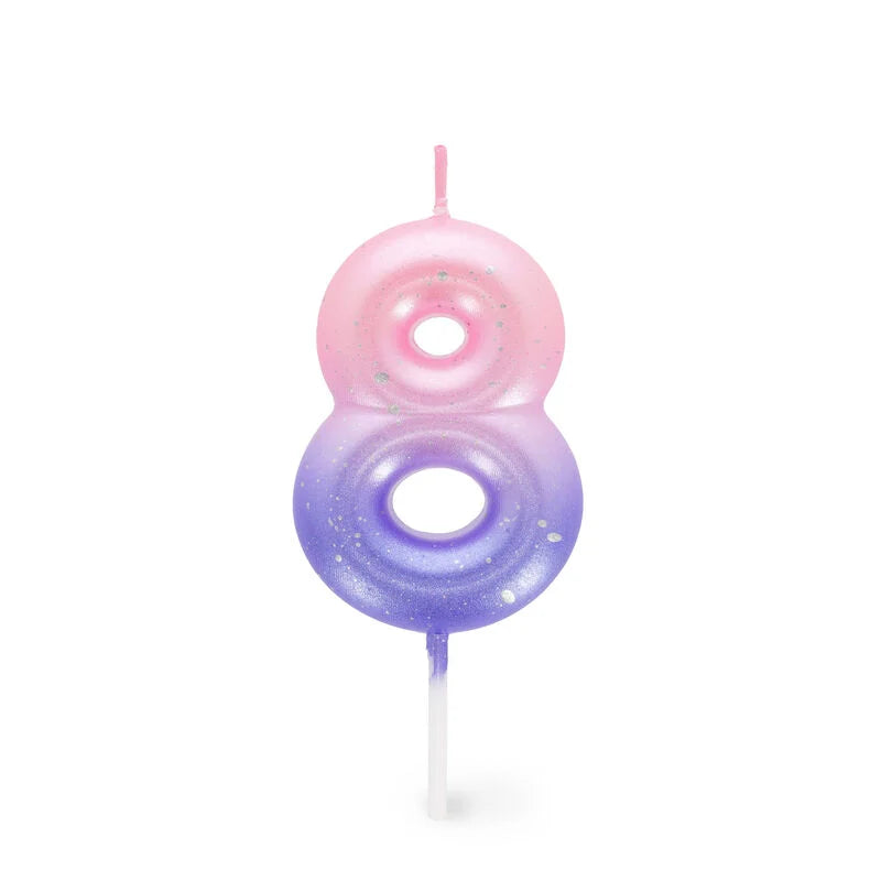 CANDELA PER TORTA - HAPPY BIRTHDAY CANDLE 8 PINK