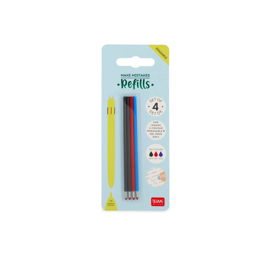 PENNA GEL CANCELLABILE SET 4 REFILLS IN 3 COLORI - MAKE MISTAKE