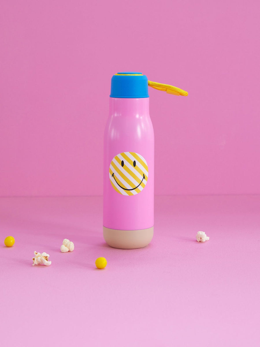 DRINKING BOTTLE IN PINK WITH SMILEY