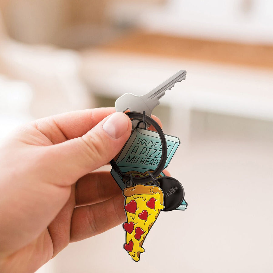 portachiavi metallo smaltato set da due - what a key ring! pizza