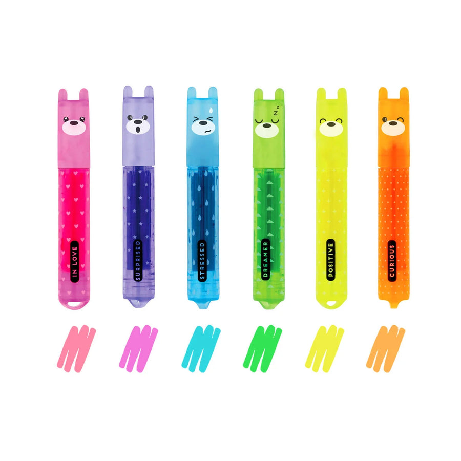 SET DI 6 MINI EVIDENZIATORI TEDDY'S MOOD