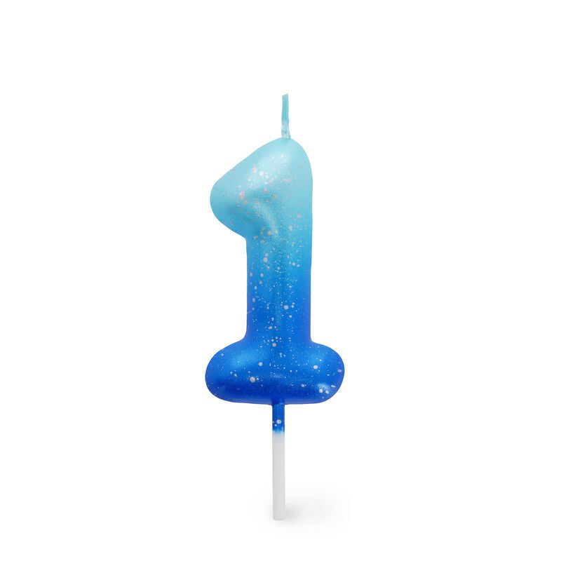 CANDELA PER TORTA - HAPPY BIRTHDAY CANDLE 1 BLUE