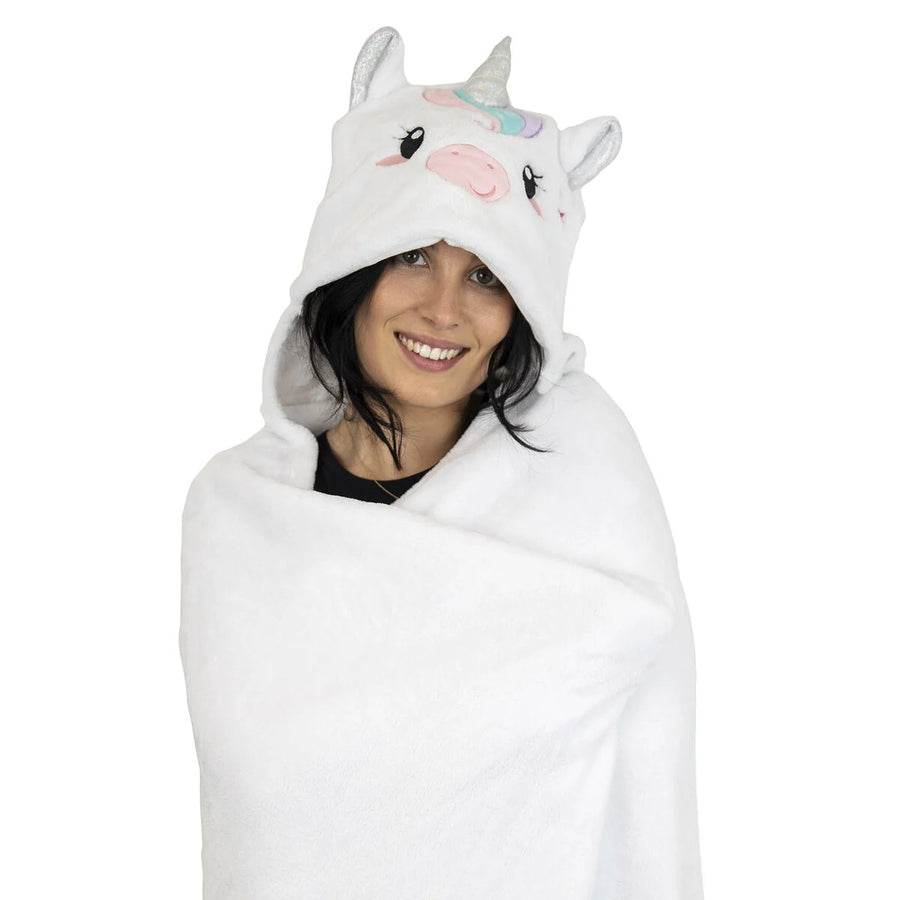 COSY HUGS! COPERTA CON CAPPUCCIO UNICORNO