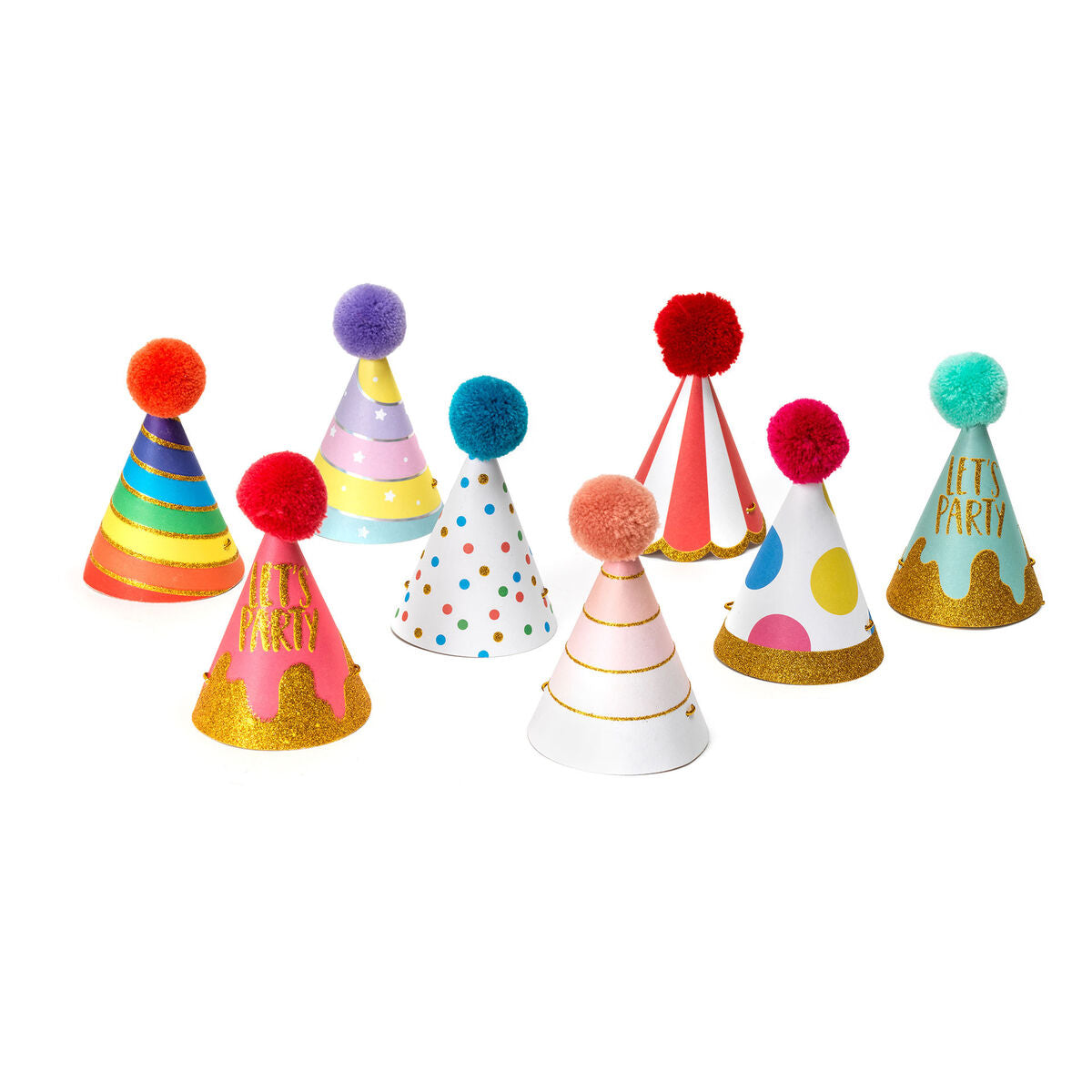 set di 8 cappellini da festa - the party is on