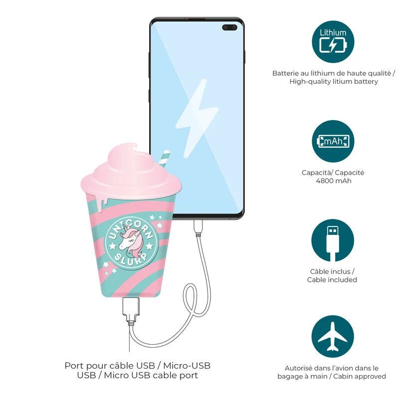 caricabatteria portatile - super power milkshake unicorno