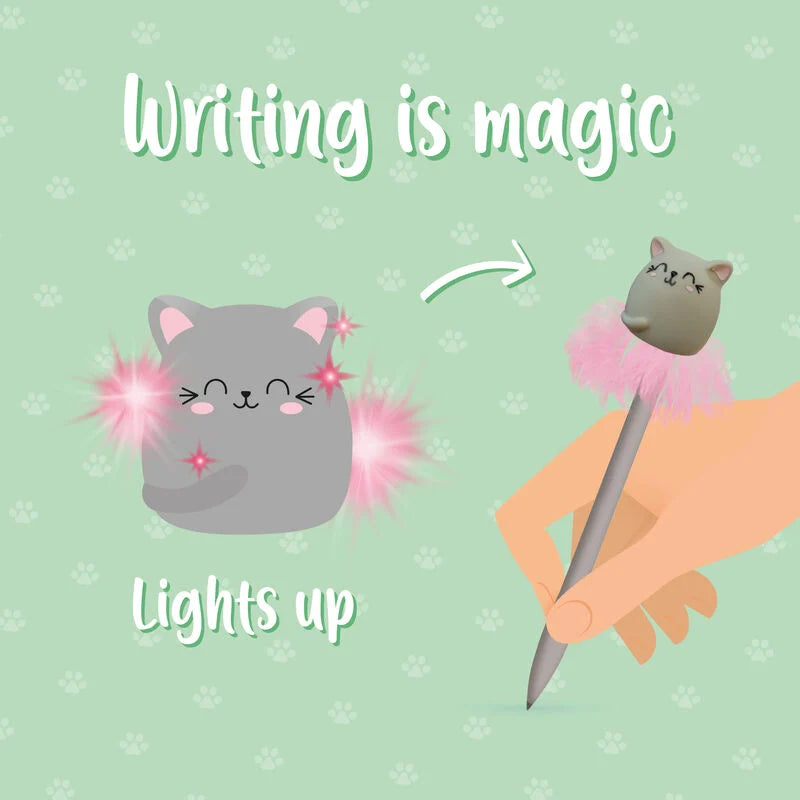 PENNA A SFERA LUMINOSA - WRITING IS MAGIC GATTO