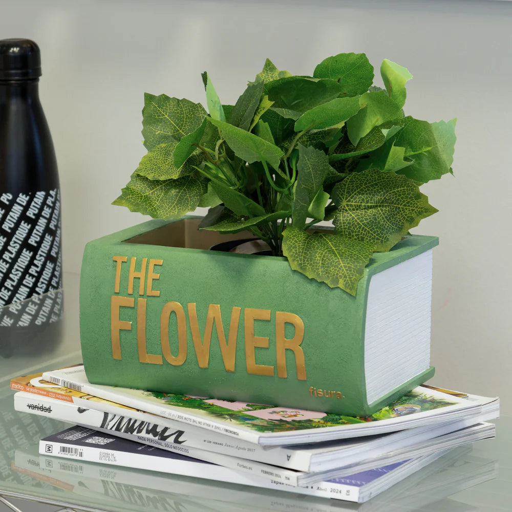 VASO PER FIORI A LIBRO "THE FLOWER" VERDE