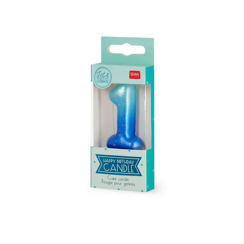 CANDELA PER TORTA - HAPPY BIRTHDAY CANDLE 1 BLUE