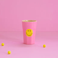 MELAMINE CUP WITH PINK SMILEY PRINT