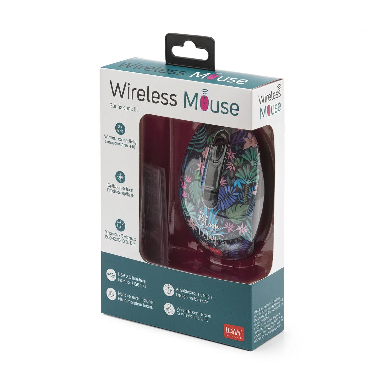 mouse wireless con ricevitore usb flora