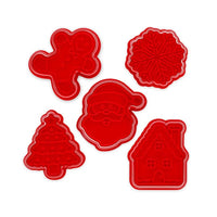 SET DI 5 FORMINE PER BISCOTTI CON TIMBRO - COOKIE TIME CHRISTMAS