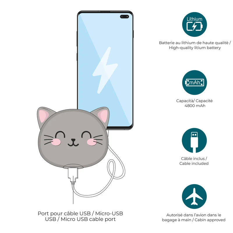 caricabatteria portatile - super power kitty gatto