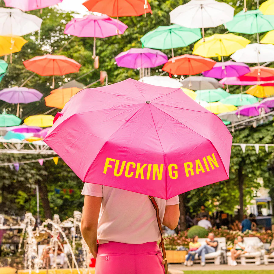 OMBRELLO PIEGHEVOLE "FUCKING RAIN" FUCSIA