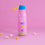 DRINKING BOTTLE IN PINK WITH SMILEY