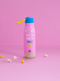 DRINKING BOTTLE IN PINK WITH SMILEY