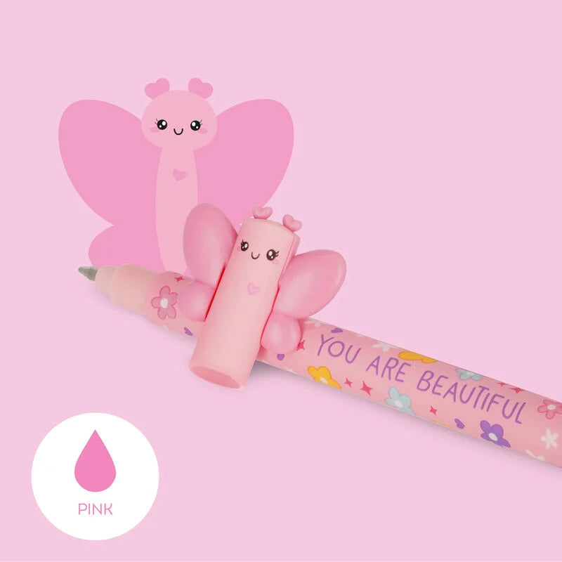 penna gel cancellabile rosa Farfalla