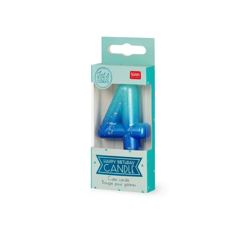 CANDELA PER TORTA - HAPPY BIRTHDAY CANDLE 4 BLUE