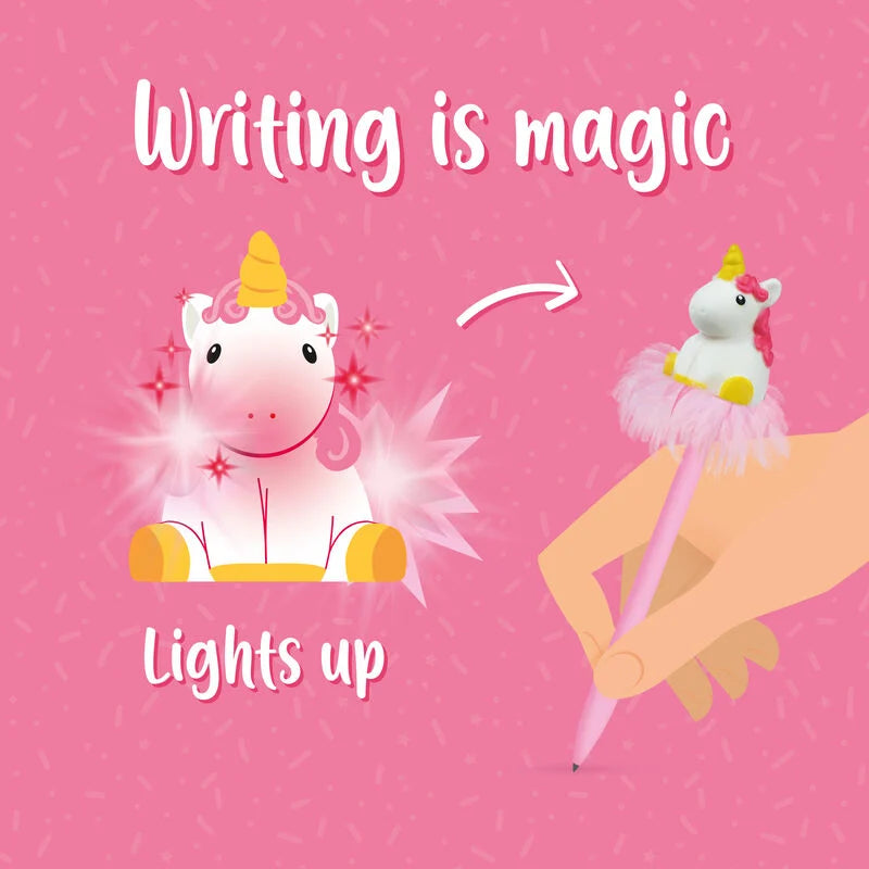 PENNA A SFERA LUMINOSA - WRITING IS MAGIC UNICORNO