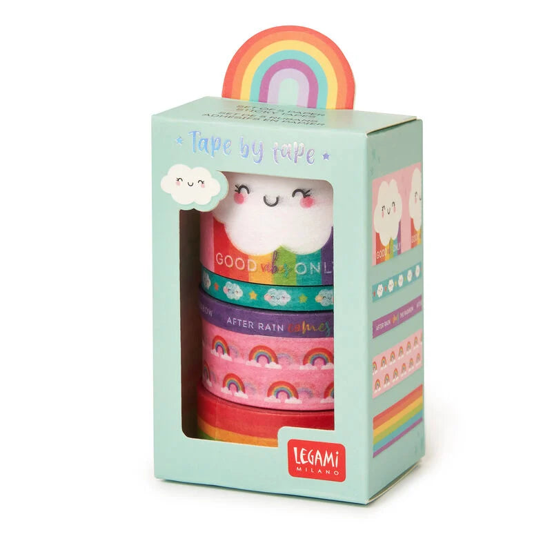 SET DI 5 NASTRI ADESIVI DI CARTA TAPE BY TAPE RAINBOW