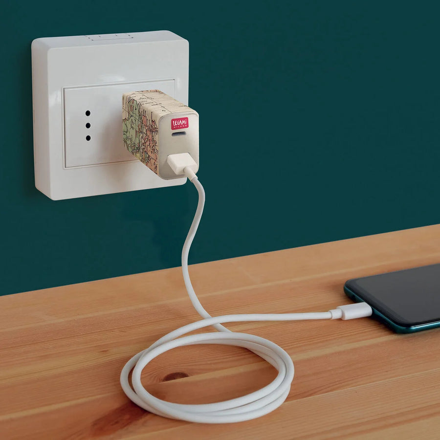 caricabatterie da muro - plug & charge - usb + usb-c travel