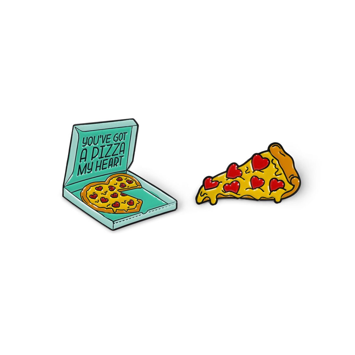 set di 2 spille in metallo smaltato - pin your style! pizza