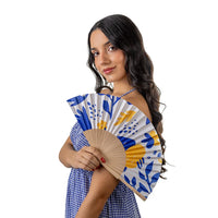 VENTAGLIO FIORI AZZURRO E GIALLO