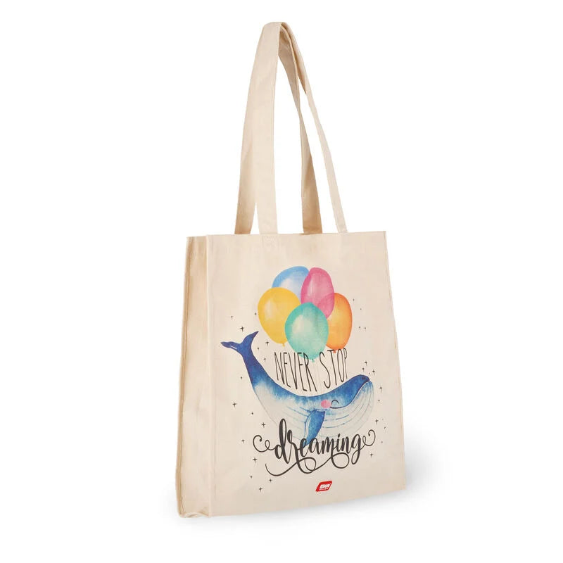 borsa in cotone - tote bag whale