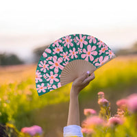 VENTAGLIO "FIORI" ROSA E VERDE