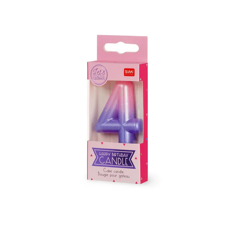 CANDELA PER TORTA - HAPPY BIRTHDAY CANDLE 4 PINK