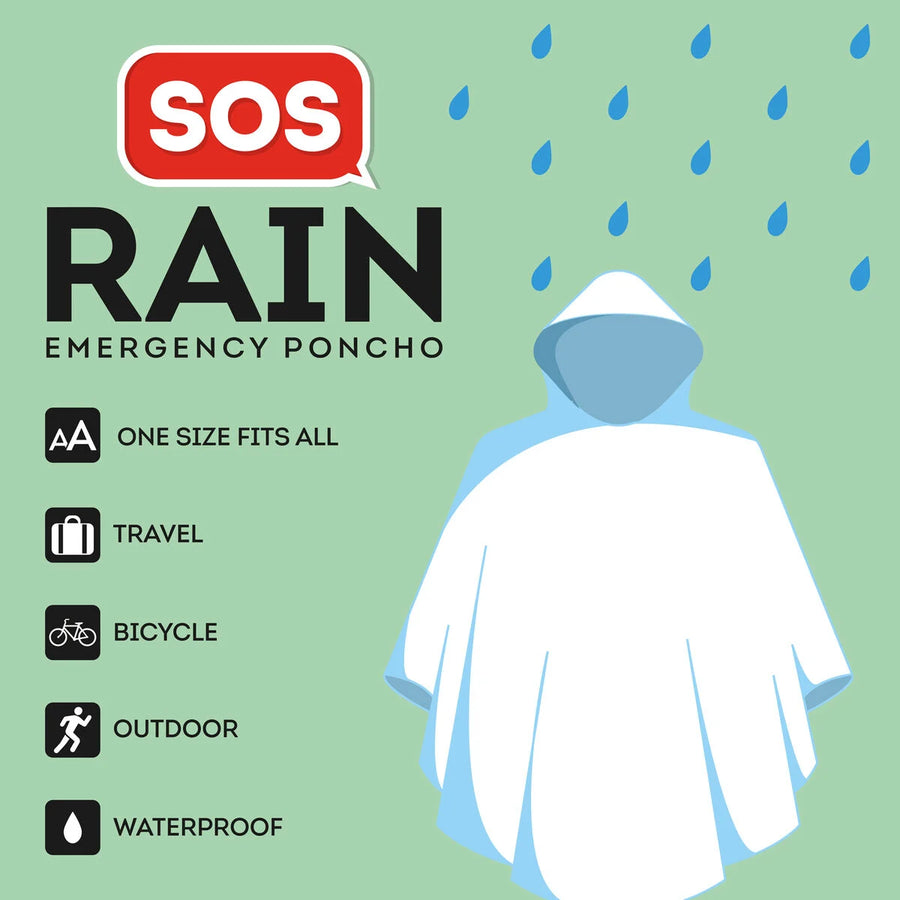 PONCHO IMPERMEABILE USA E GETTA CON CAPPUCCIO - SOS RAIN